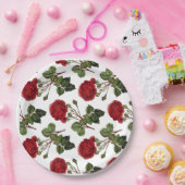 Red Roses Pattern ペーパープレート (パーティー)