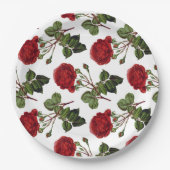 Red Roses Pattern ペーパープレート (正面)