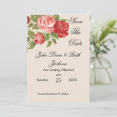 Red Roses Script Save The Date | Elegant Floral  セーブザデート (スタンド正面)