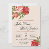 Red Roses Script Wedding Invitation | Elegant Roma 招待状 (正面)