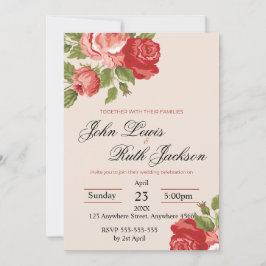 Red Roses Script Wedding Invitation | Elegant Roma 招待状