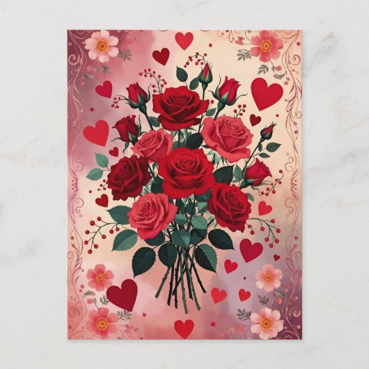 Red Roses, Valentine's Day, ポストカード (正面)