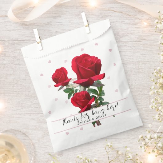 Red Roses Wedding Thank You Favor Bags フェイバーバッグ (クリップ留めされた状態)