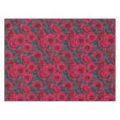 Red roses with gray leaves on black テーブルクロス (正面(横))