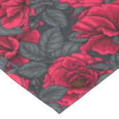 Red roses with gray leaves on black テーブルクロス (アングル)