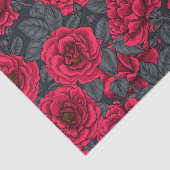 Red roses with gray leaves on black 薄葉紙 (詳細)