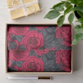 Red roses with gray leaves on black 薄葉紙 (ギフト)