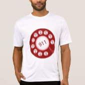 Red Rotary Phone Dial 911 Emergency Number Tシャツ (正面)