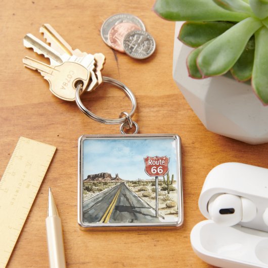 Red Route 66 Sign キーホルダー (デスク)