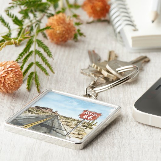 Red Route 66 Sign キーホルダー (側面)