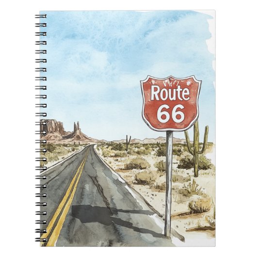 Red Route 66 Sign ノートブック (正面)