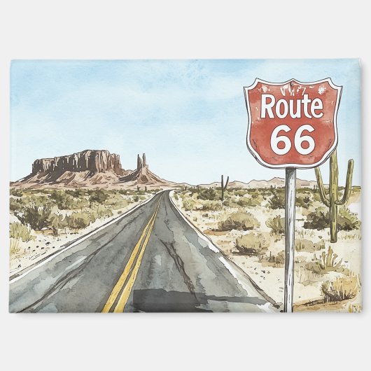Red Route 66 Sign マグネット (正面)