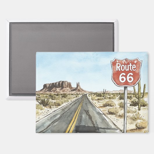 Red Route 66 Sign マグネット (正面/裏面)
