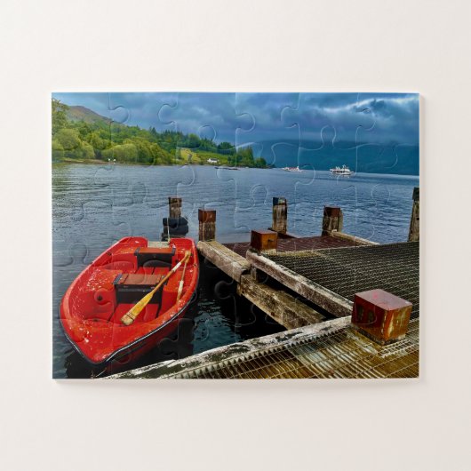 Red Rowboat at Glasgow Quiet Dock ジグソーパズル (横)