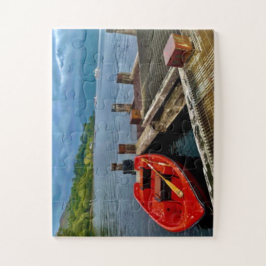 Red Rowboat at Glasgow Quiet Dock ジグソーパズル (縦)