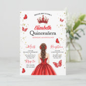 Red Royal Butterfly Quinceañera Invitation 招待状 (スタンド正面)