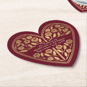 Red Royal Medieval Gold Sword Wedding ペーパーコースター (アングル)