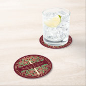 Red Royal Medieval Gold Sword Wedding ラウンドペーパーコースター (インサイチュ)