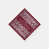 Red Royal Medieval Silver Sword Wedding スタンダードカクテルナプキン (角)