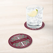 Red Royal Medieval Silver Sword Wedding ラウンドペーパーコースター (インサイチュ)