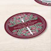 Red Royal Medieval Silver Sword Wedding ラウンドペーパーコースター (アングル)
