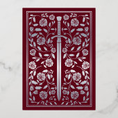 Red Royal Medieval Silver Sword Wedding 箔招待状 (裏面)