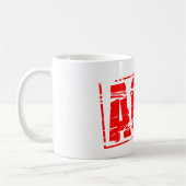 Red Rubber stamp effect. AGM - Annual General Meet コーヒーマグカップ (左)