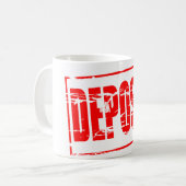 Red rubber stamp effect deposit コーヒーマグカップ (正面左)