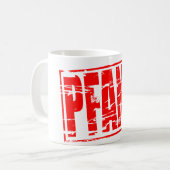 Red rubber stamp effect Pfand コーヒーマグカップ (正面左)
