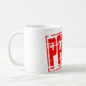 Red rubber stamp effect Pfand コーヒーマグカップ (左)