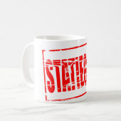 Red rubber stamp effect statiegeld コーヒーマグカップ (正面左)