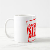 Red rubber stamp effect statiegeld コーヒーマグカップ (左)