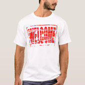 Red rubber stamp effect Welcome Tシャツ (正面)