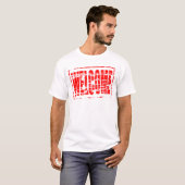 Red rubber stamp effect Welcome Tシャツ (正面フル)