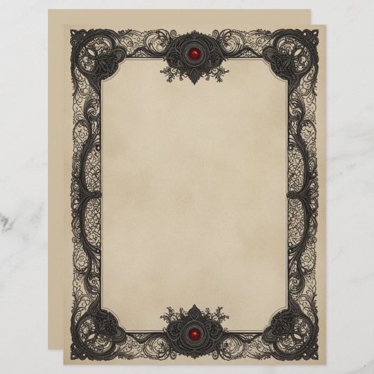 Red Ruby Goth Stationery Paper レターヘッド (正面/裏面)