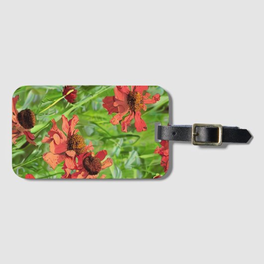 RED RUDBECKIA FLOWERS ラゲッジタグ (正面横)