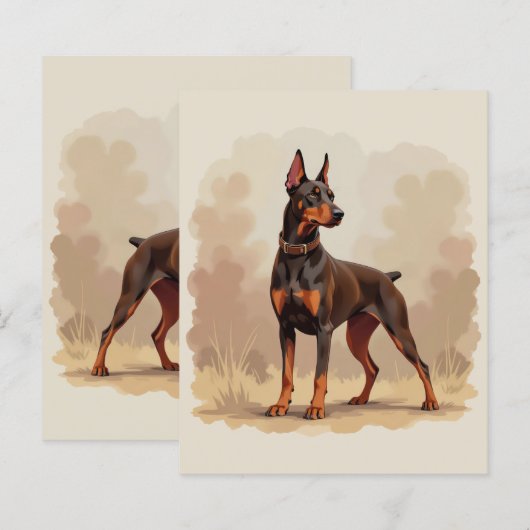 Red Rust Brown Doberman Pinscher Dog (正面/裏面)