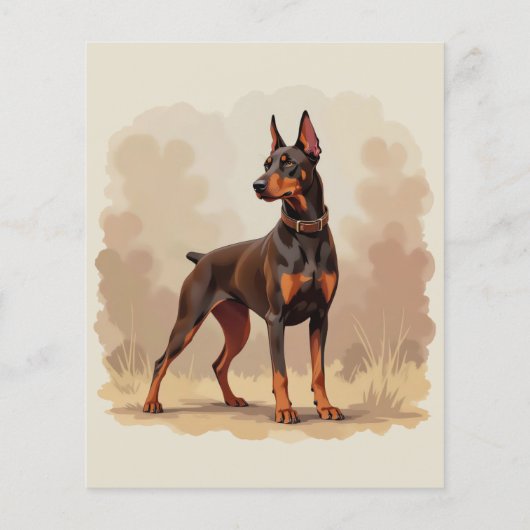 Red Rust Brown Doberman Pinscher Dog (裏面)