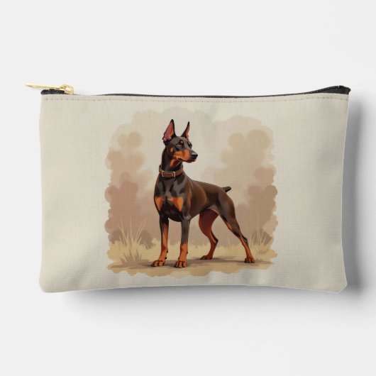 Red Rust Brown Doberman Pinscher Dog アクセサリーポーチ (正面)
