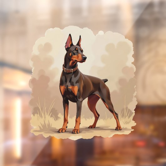 Red Rust Brown Doberman Pinscher Dog ウィンドウサイン (シート2)