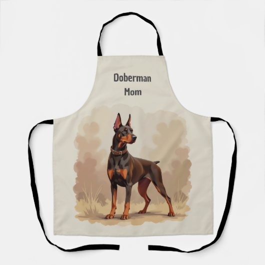 Red Rust Brown Doberman Pinscher Dog エプロン (正面)