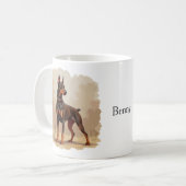 Red Rust Brown Doberman Pinscher Dog コーヒーマグカップ (正面左)