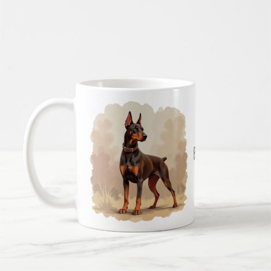 Red Rust Brown Doberman Pinscher Dog コーヒーマグカップ (左)