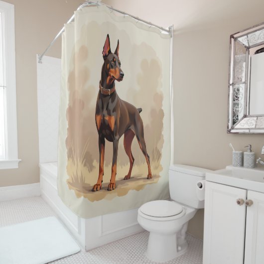 Red Rust Brown Doberman Pinscher Dog シャワーカーテン (インサイチュ)