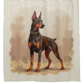 Red Rust Brown Doberman Pinscher Dog シャワーカーテン (正面)