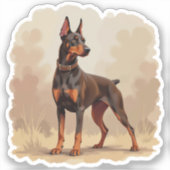 Red Rust Brown Doberman Pinscher Dog シール (正面)