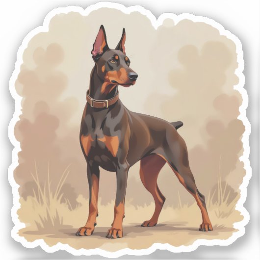 Red Rust Brown Doberman Pinscher Dog シール (正面)