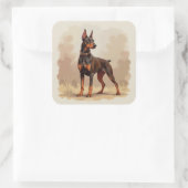 Red Rust Brown Doberman Pinscher Dog スクエアシール (バッグ)
