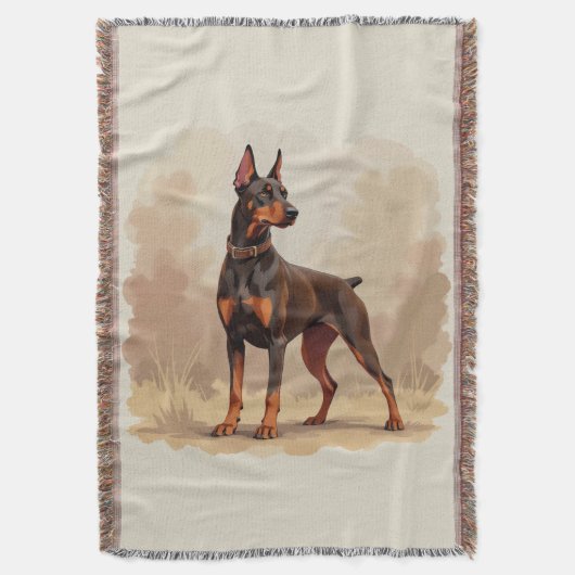 Red Rust Brown Doberman Pinscher Dog スローブランケット (正面縦)
