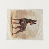 Red Rust Brown Doberman Pinscher Dog タペストリー (正面(横))